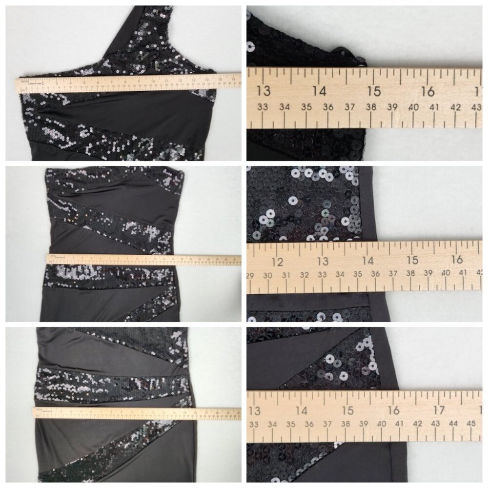 Arden B Womens One Shoulder Sequin Dress Size L Black NWT - Picture 6 of 7